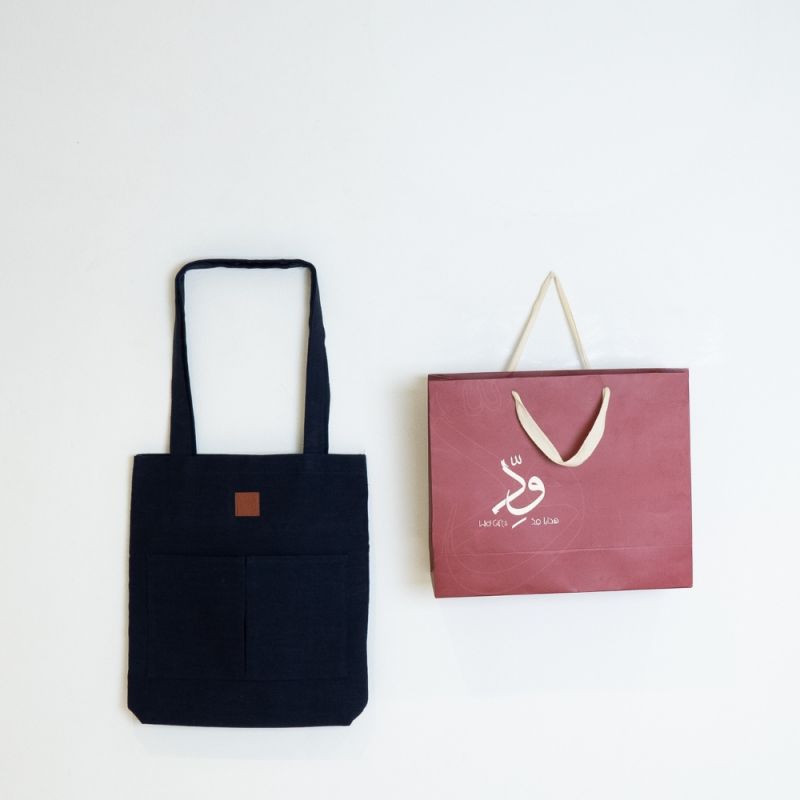 Linen Tote Bag (Navy Blue)